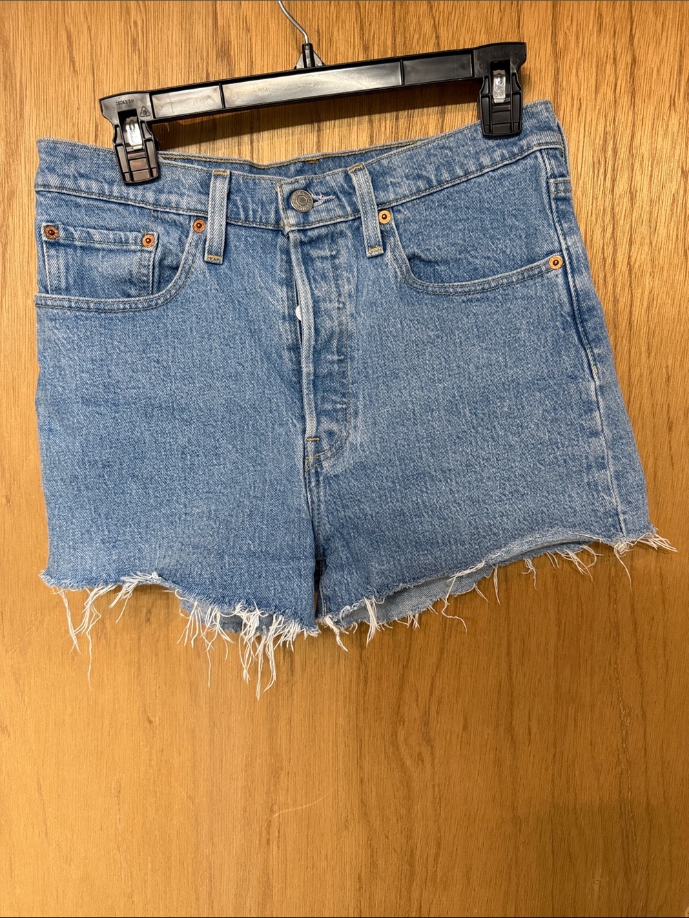Levi's Light Blue Frayed Hem Denim Cutoff Shorts